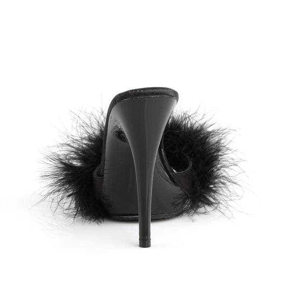 5" Heel, 3/8" PF Marabou Slide Sandal Pleaser Fabulicious POISE/501F