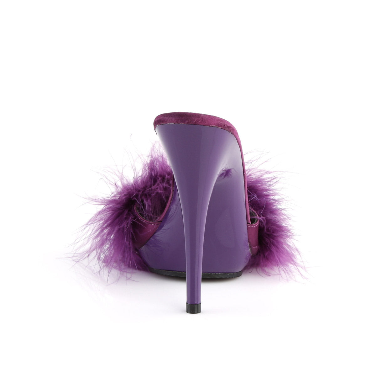 5" Heel, 3/8" PF Marabou Slide Sandal Purple Pleaser Fabulicious POISE/501F