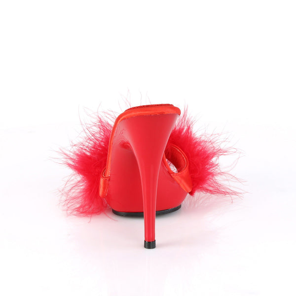 5" Heel. 3/8" PF Marabou Slide Sandal Pleaser Fabulicious POISE/501F