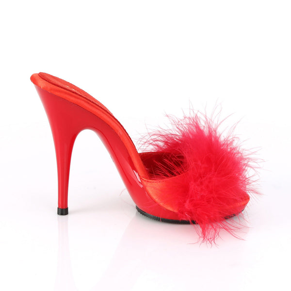 5" Heel. 3/8" PF Marabou Slide Sandal Pleaser Fabulicious POISE/501F