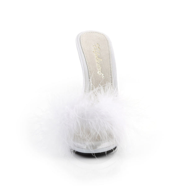 5" Heel, 3/8" PF Marabou Slide Sandal Pleaser Fabulicious POISE/501F