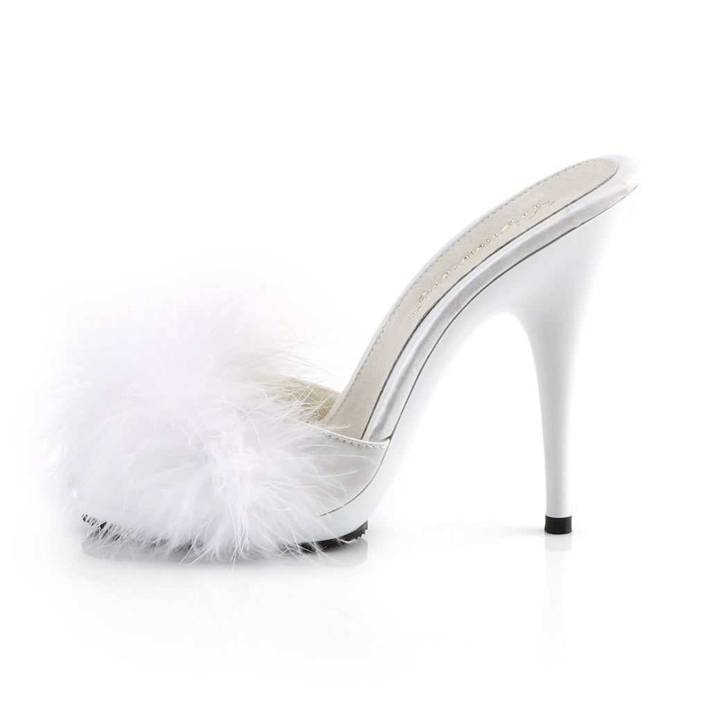 5" Heel, 3/8" PF Marabou Slide Sandal Pleaser Fabulicious POISE/501F