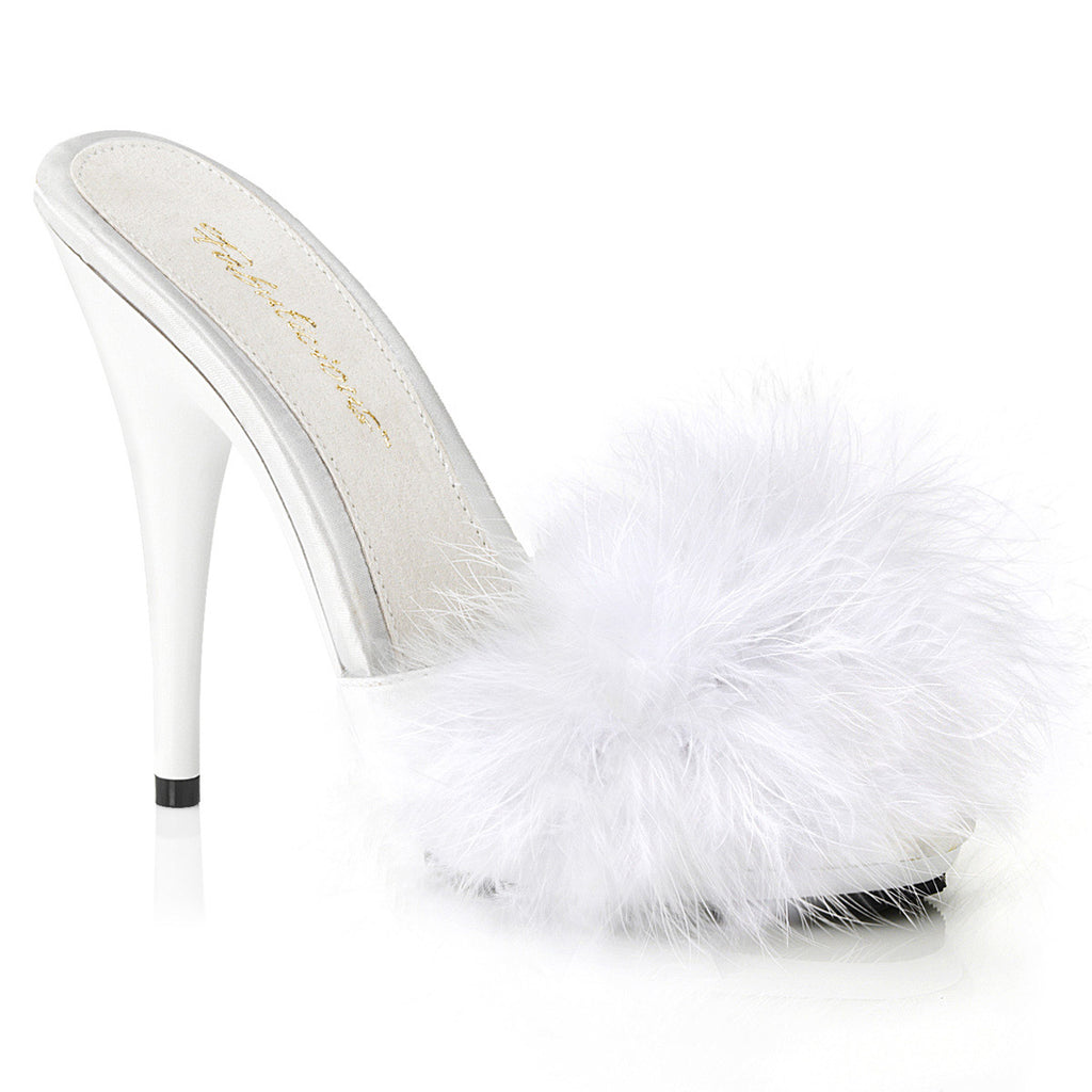5" Heel, 3/8" PF Marabou Slide Sandal Pleaser Fabulicious POISE/501F
