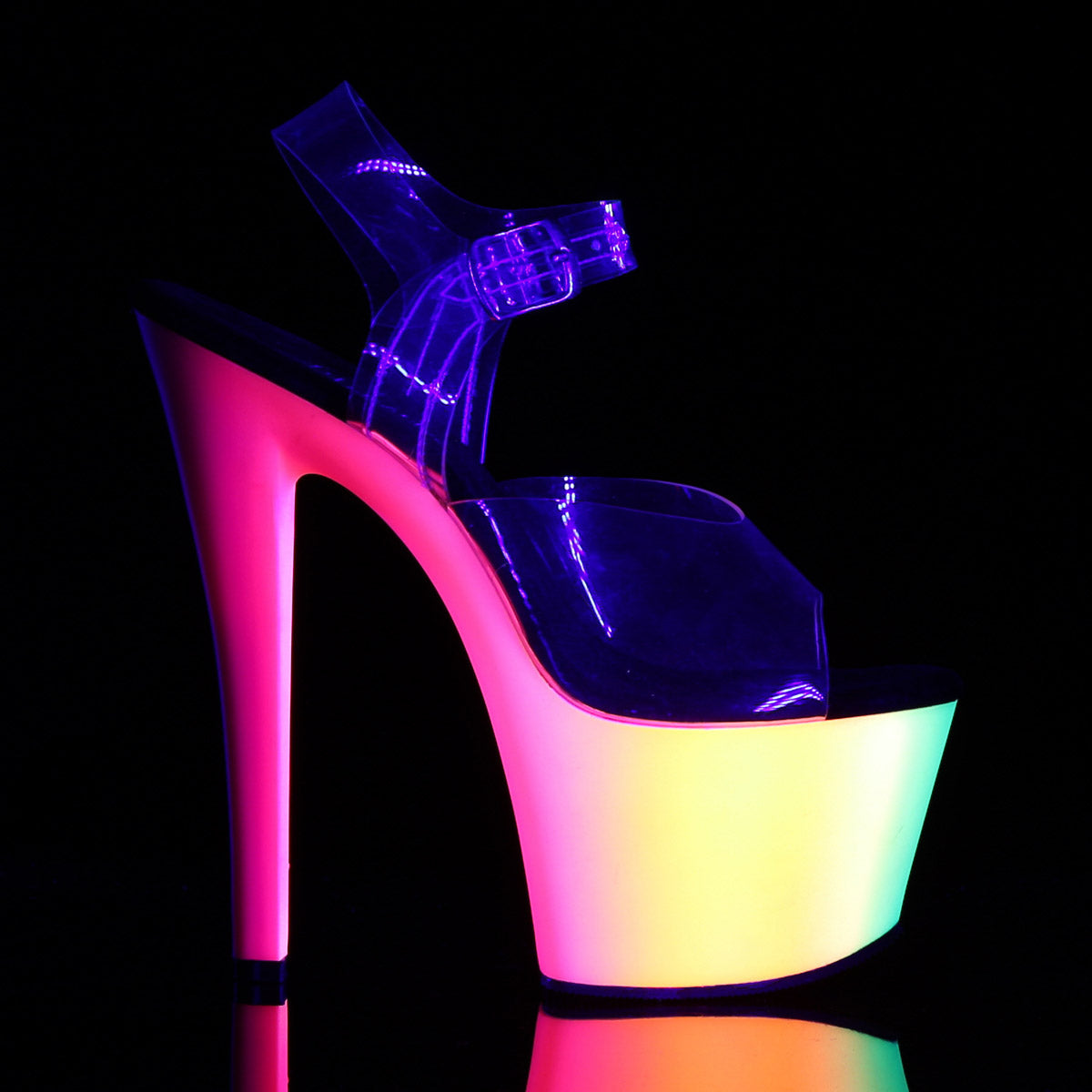 Neon Platform Stiletto Clear Ankle Strap Sandals High Heels Shoes Pleaser Pleaser RAINBOW/308UV