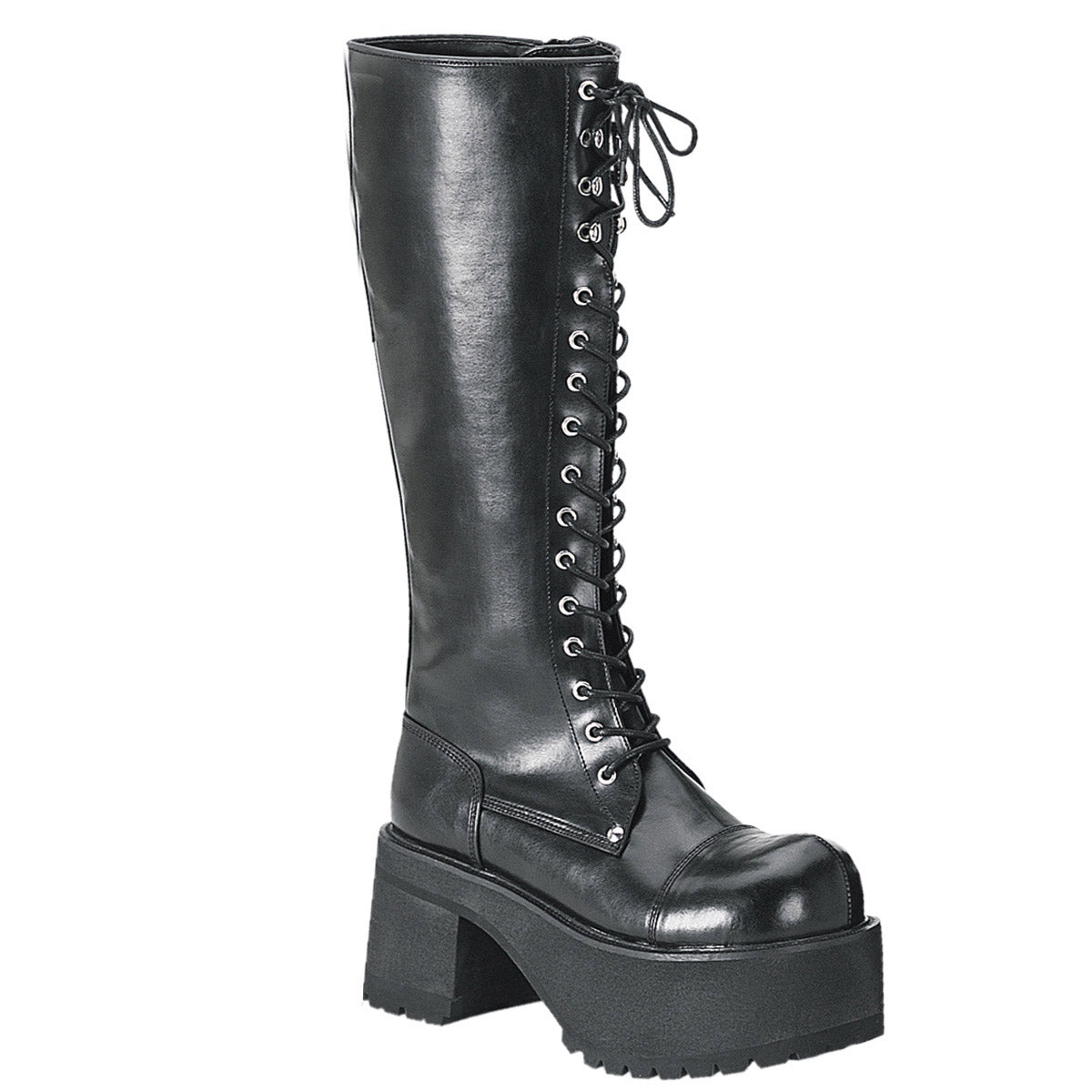 Mid Calf Full Lace Up Inner Zipper Side Platform Combat Boots Shoes Pleaser Demonia RANGER/302 Main image