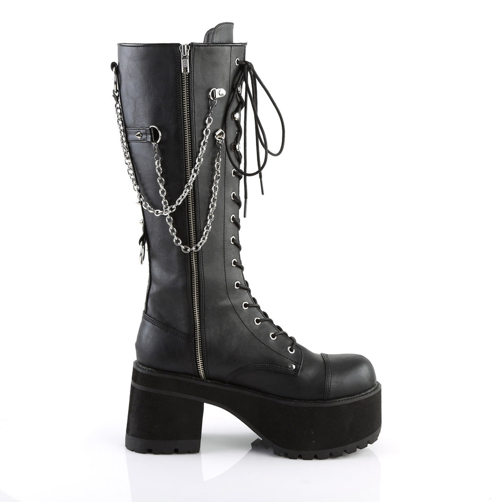 3 3/4" Heel, 2 1/4" PF Knee High Boot, Metal Side Zip Pleaser Demonia RANGER/303