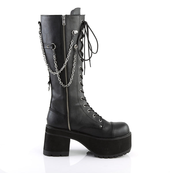 3 3/4" Heel, 2 1/4" PF Knee High Boot, Metal Side Zip Pleaser Demonia RANGER/303