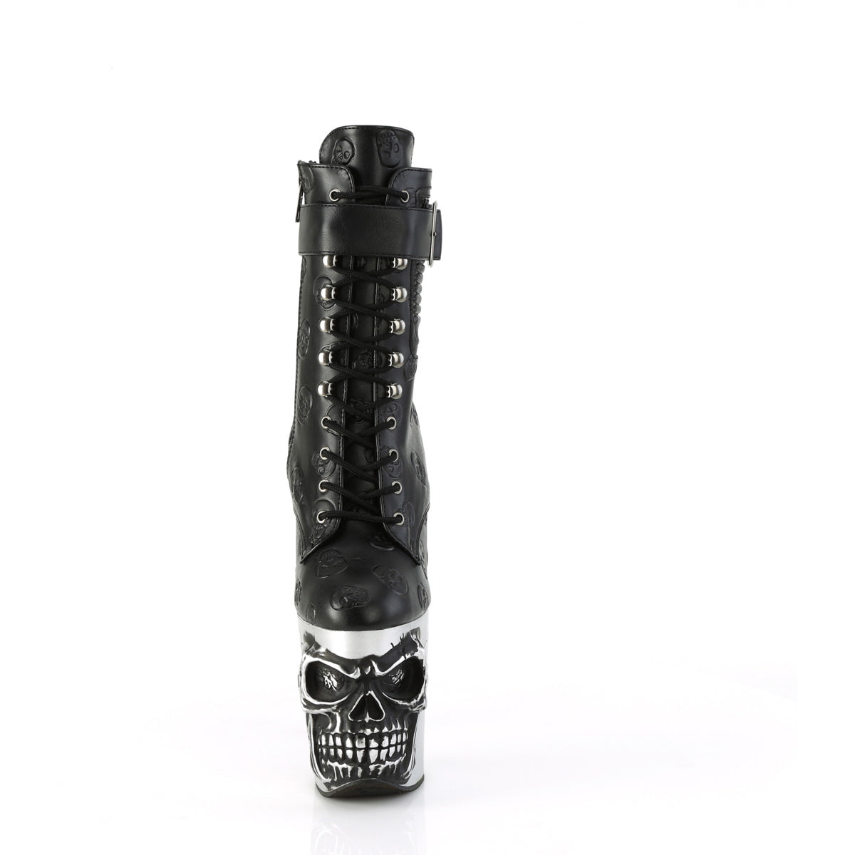 Pleaser 8" Finger Bone Heel Skull Sculpted Platform Lace-Up Ankle Boots Secondary image