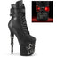 8" Finger Bone Heel, 4" Skull Pf Led Ankle Boot, Side Zip Pleaser  RAPT1020STR-LT/BPU/M