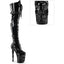 8" Finger Bone Heel, 4" Skull Pf Thigh Boot, Inside Zip Pleaser  RAPT3028/B/M