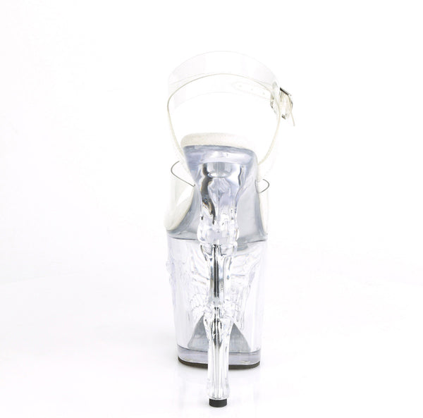 8" Finger Bone Heel, 4" Skull PF Ankle Strap Sandal Pleaser Pleaser RAPTURE/808
