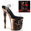 8" Finger Bone Heel, 4" Skull Pf Led Ankle Strap Sandal Pleaser  RAPT808-LT/C/BASCH