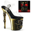 8" Finger Bone Heel, 4" Skull Pf Led Ankle Strap Sandal Pleaser  RAPT808-LT/C/COPCH