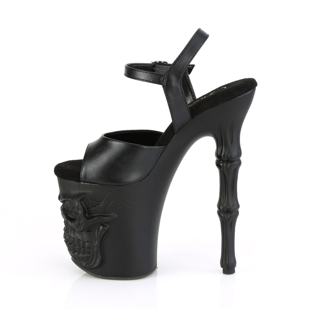 8" Finger Bone Heel, 4" Skull PF Ankle Strap Sandal Pleaser Pleaser RAPTURE/809