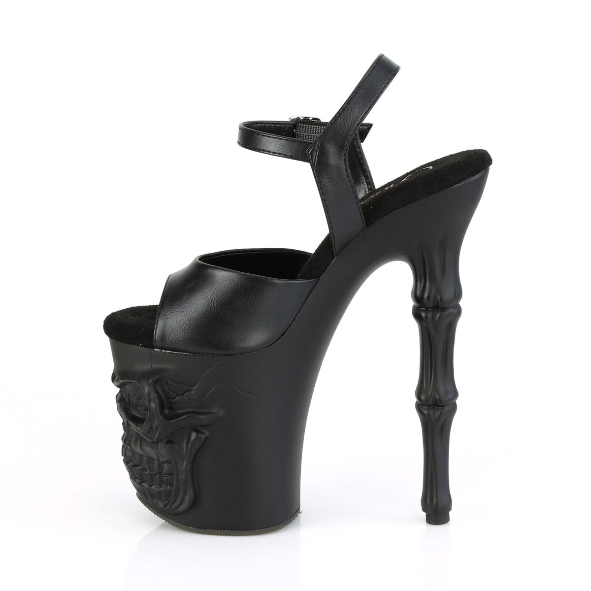8" Finger Bone Heel, 4" Skull PF Ankle Strap Sandal Pleaser Pleaser RAPTURE/809