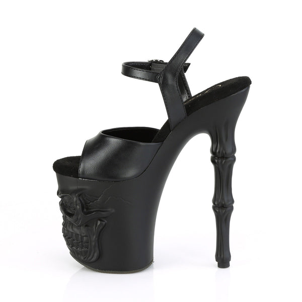 8" Finger Bone Heel, 4" Skull PF Ankle Strap Sandal Pleaser Pleaser RAPTURE/809