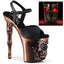 8" Finger Bone Heel, 4" Skull Pf Led Ankle Strap Sandal Pleaser  RAPT809-LT/BPU/BASCH