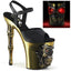 8" Finger Bone Heel, 4" Skull Pf Led Ankle Strap Sandal Pleaser  RAPT809-LT/BPU/COPCH