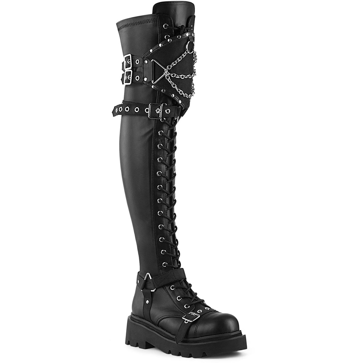 2 1/2" Tiered Pf Lace-Up Over-The-Knee Boots, Inside Zip Pleaser Demonia RENEGADE/320 Main image