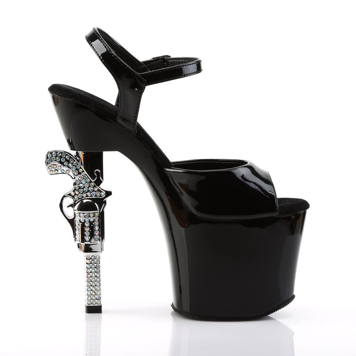 Sexy Stripper Platform Peep Toe Sandal Revolver Gun High Heels Shoes Pleaser  REVOLVER/709