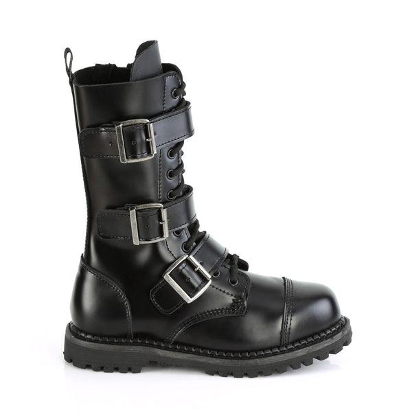 Mid Calf Buckle Strap Lace Up Rugged Goth Punk Combat Boots Shoes Pleaser Demonia RIOT/12
