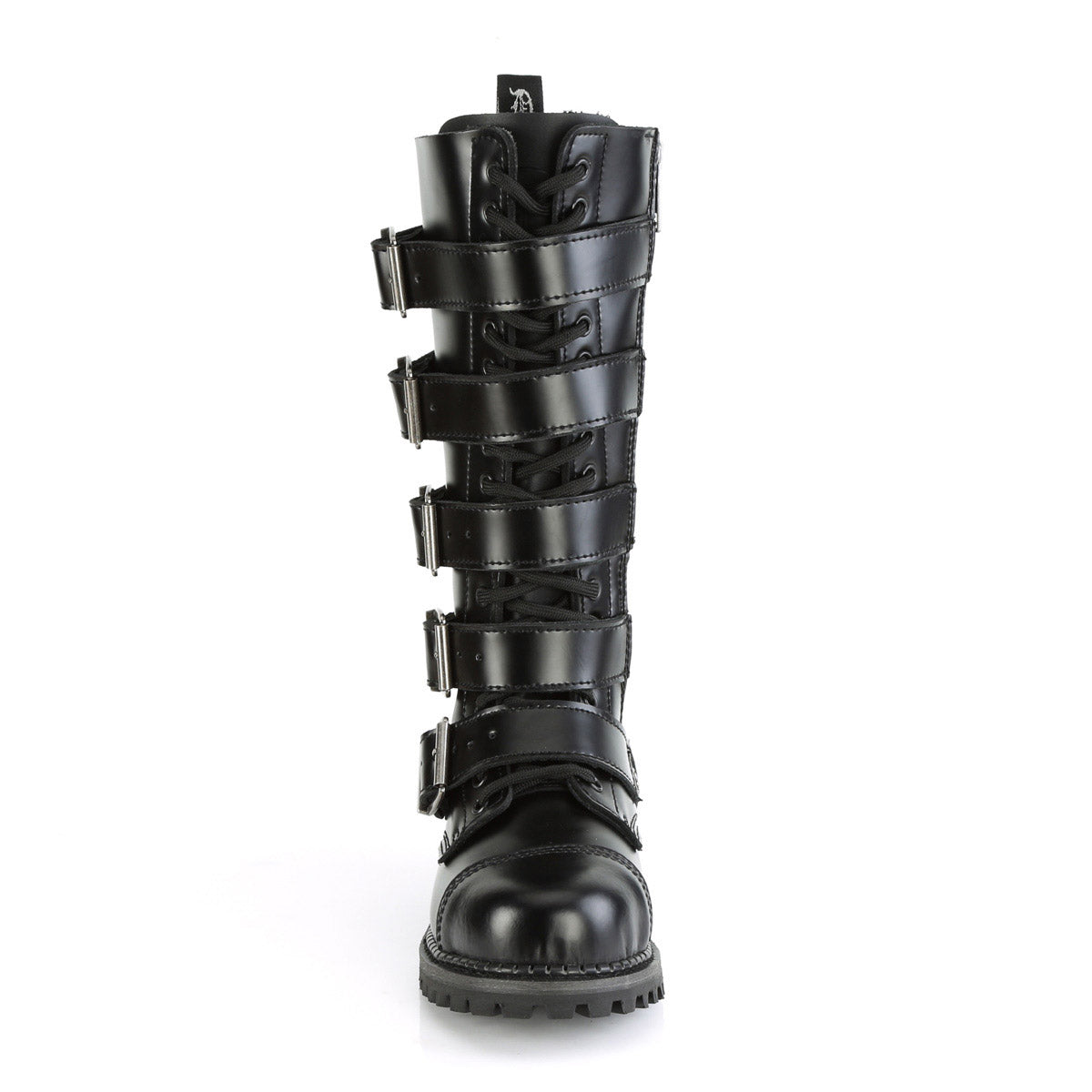 Demonia Knee High Buckle Strap Lace Up Rugged Goth Punk Combat Boots Shoes RIOT/18 Secondary image