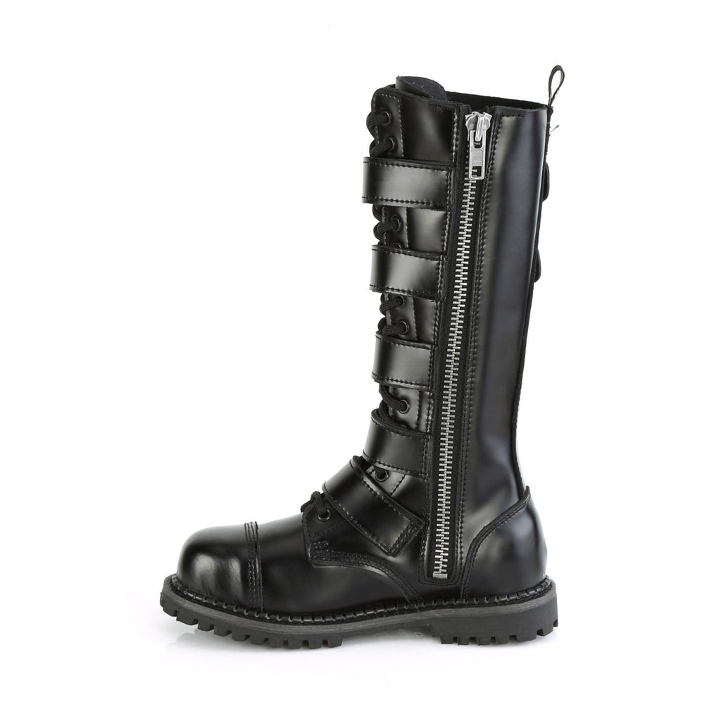 Knee High Buckle Strap Lace Up Rugged Goth Punk Combat Boots Shoes Pleaser Demonia RIOT/18