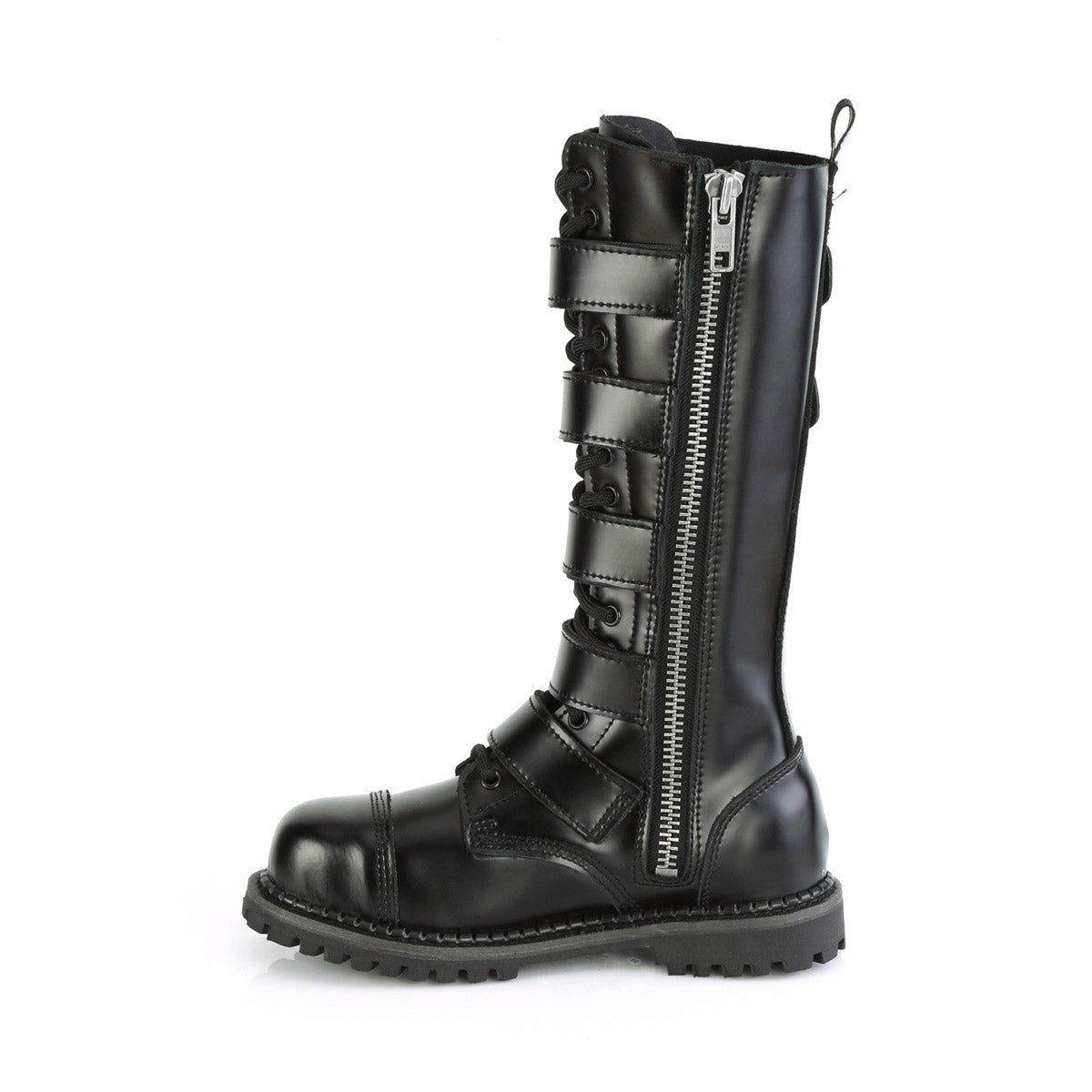 Knee High Buckle Strap Lace Up Rugged Goth Punk Combat Boots Shoes Pleaser Demonia RIOT/18
