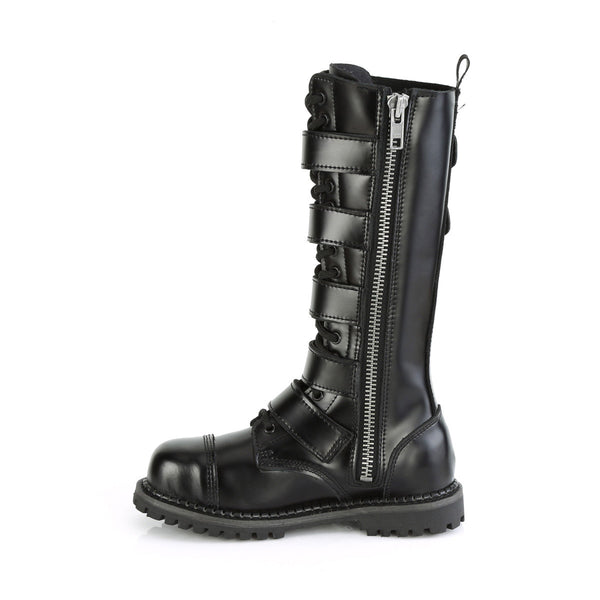 Knee High Buckle Strap Lace Up Rugged Goth Punk Combat Boots Shoes Pleaser Demonia RIOT/18