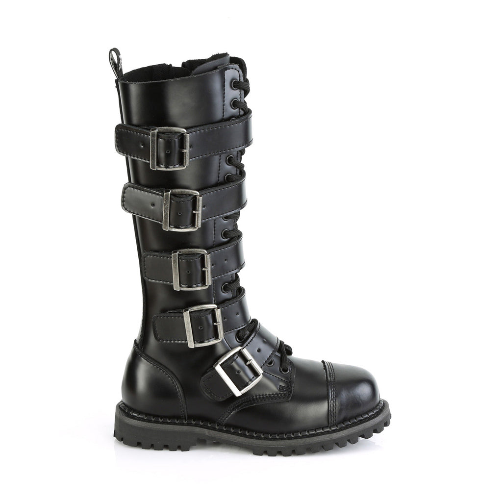 Knee High Buckle Strap Lace Up Rugged Goth Punk Combat Boots Shoes Pleaser Demonia RIOT/18
