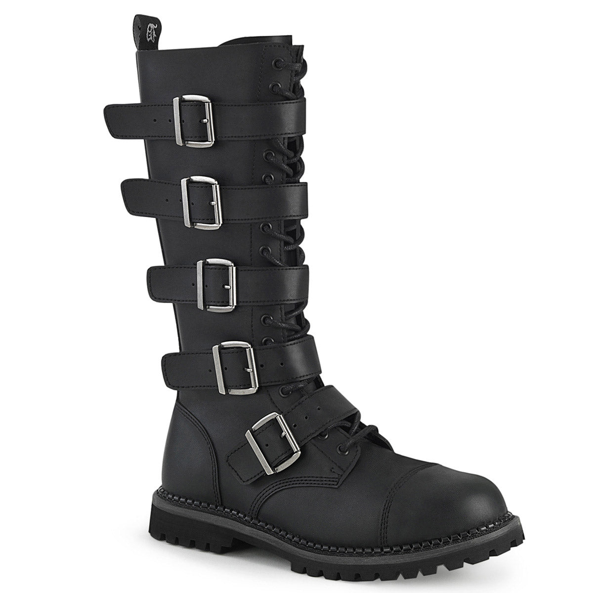 18 Eyelet Unisex Steel Toe Knee Boot, Rubber Sole Pleaser Demonia RIOT/18BK Main image