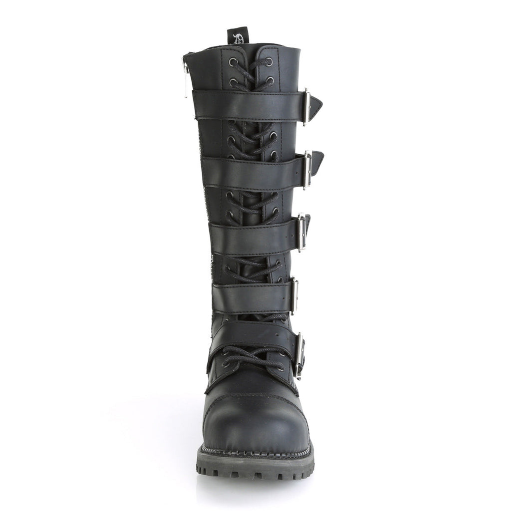 18 Eyelet Unisex Steel Toe Knee Boot, Rubber Sole Pleaser Demonia RIOT/18BK