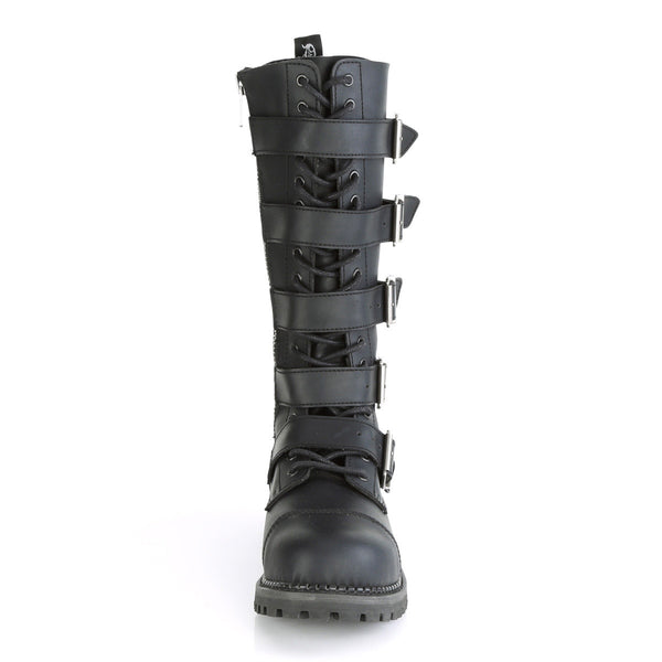 18 Eyelet Unisex Steel Toe Knee Boot, Rubber Sole Pleaser Demonia RIOT/18BK