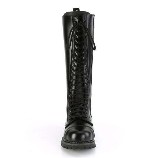 20 Eyelet Unisex Steel Toe Knee Boot, Rubber Sole Pleaser Demonia RIOT/20