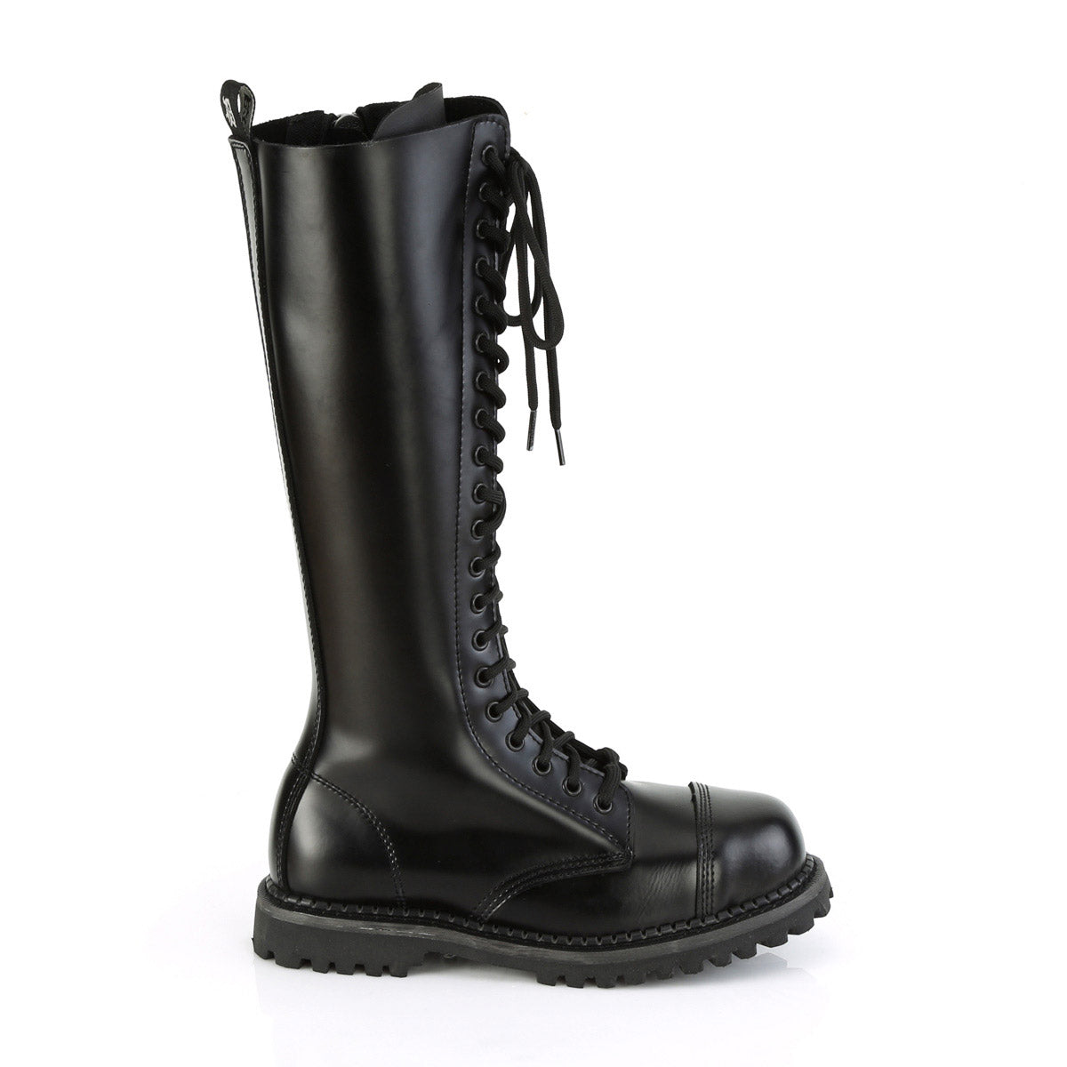 20 Eyelet Unisex Steel Toe Knee Boot, Rubber Sole Pleaser Demonia RIOT/20