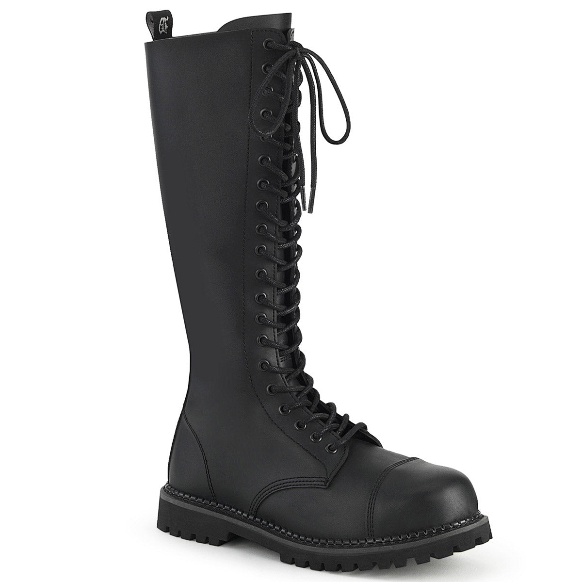 20 Eyelet Unisex Steel Toe Knee Boot, Rubber Sole Pleaser Demonia RIOT/20 Main image