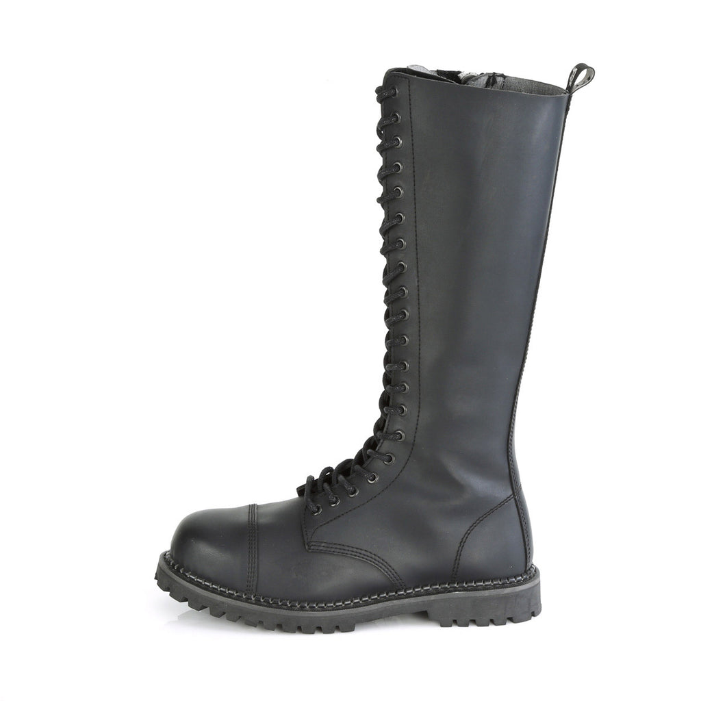20 Eyelet Unisex Steel Toe Knee Boot, Rubber Sole Pleaser Demonia RIOT/20