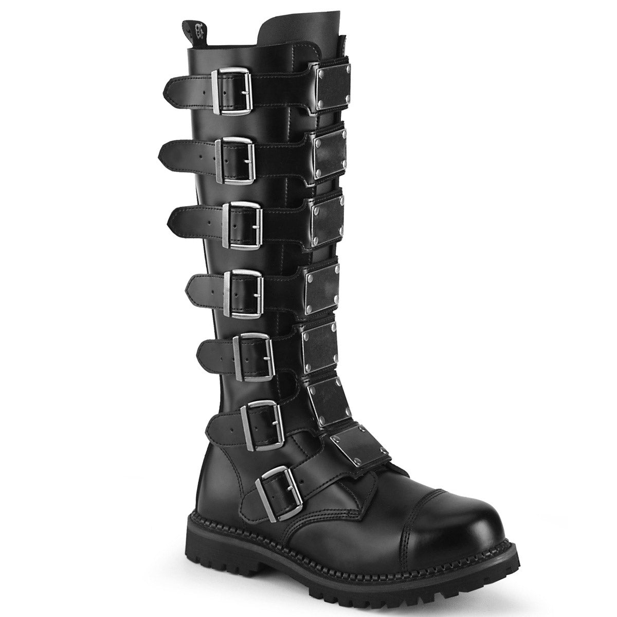 Demonia Punk Rock Goth Multi Buckle Strap Side Zip Knee High Boots Shoes REAPER/30 Secondary image