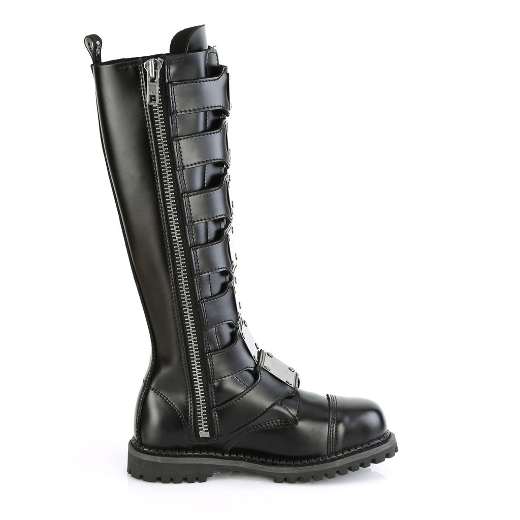 Punk Rock Goth Multi Buckle Strap Side Zip Knee High Boots Shoes Pleaser Demonia REAPER/30