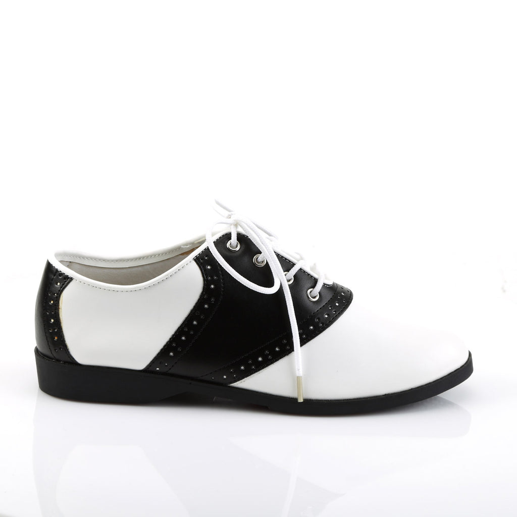 Grease Retro Two Tone Hidden Platform Spectator Saddle Flats Shoes Pleaser Funtasma SADDLE/50