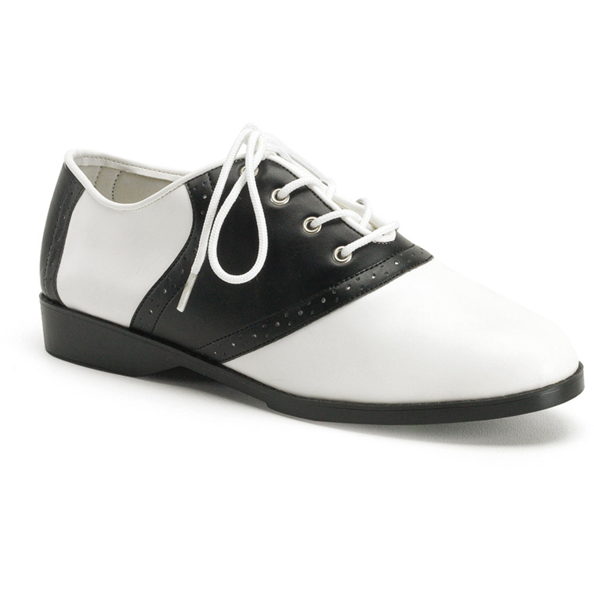 Front Lace Up Flat Costume Saddle Shoes Pleaser Funtasma SAD50/BW/PU Main image