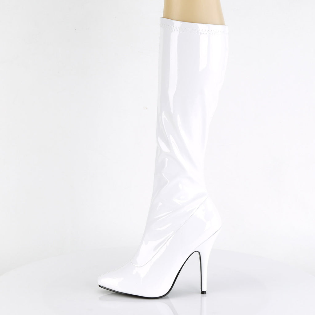 Sexy Knee High Plain Stretch Zip Side Stiletto Heel Boots Shoes Pleaser Pleaser SEDUCE/2000