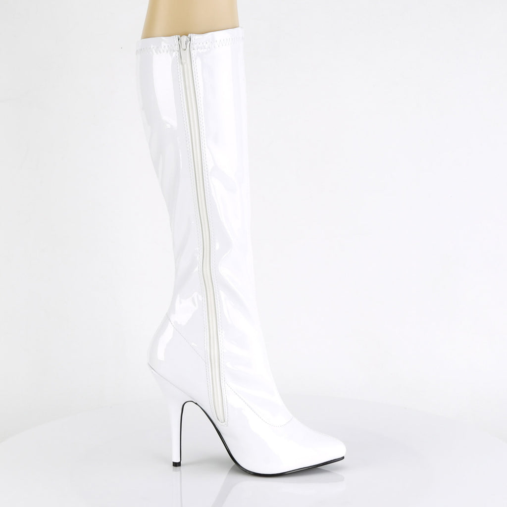 Sexy Knee High Plain Stretch Zip Side Stiletto Heel Boots Shoes Pleaser Pleaser SEDUCE/2000