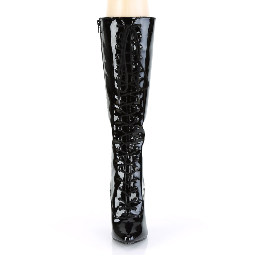 Dominatrix Lace Up Knee High Side Zipper Stiletto Heel Boots Shoes Pleaser Pleaser SEDUCE/2020