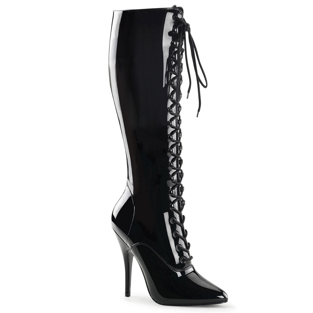 Dominatrix Lace Up Knee High Side Zipper Stiletto Heel Boots Shoes Pleaser Pleaser SEDUCE/2020 Main image