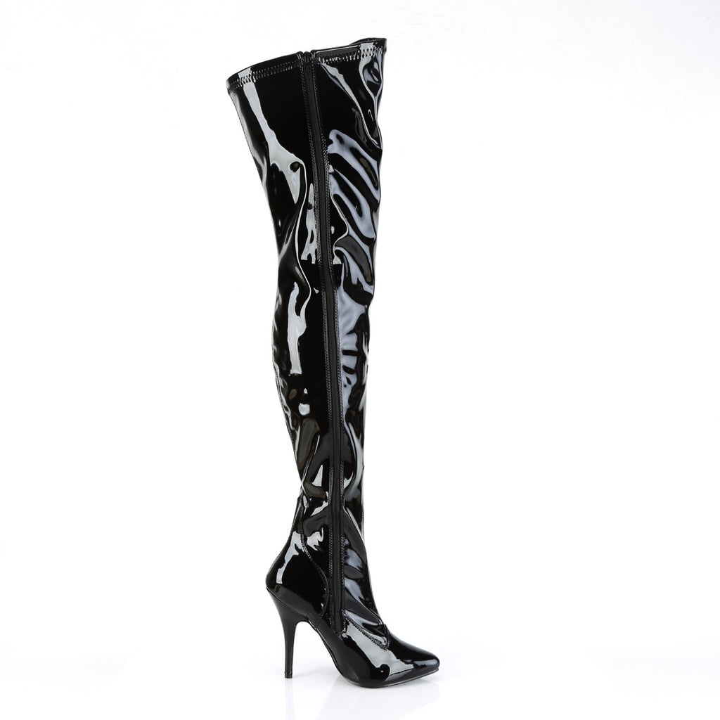 Dominatrix Plain Stretch Zipper Thigh High Stiletto Heel Boots Shoes Pleaser Pleaser SEDUCE/3000