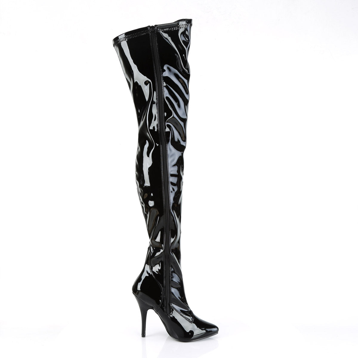 Dominatrix Plain Stretch Zipper Thigh High Stiletto Heel Boots Shoes Pleaser Pleaser SEDUCE/3000