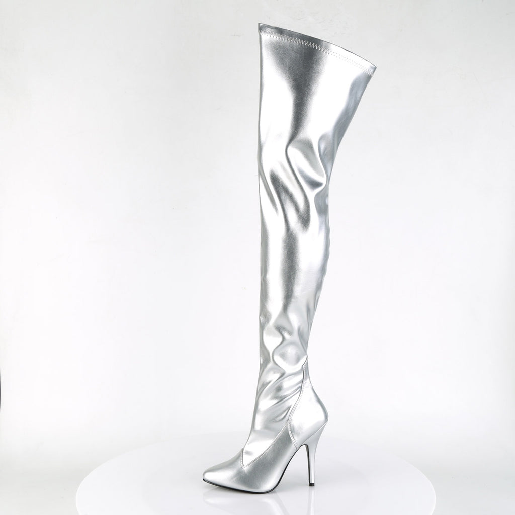 Dominatrix Plain Stretch Zipper Thigh High Stiletto Heel Boots Shoes Pleaser Pleaser SEDUCE/3000