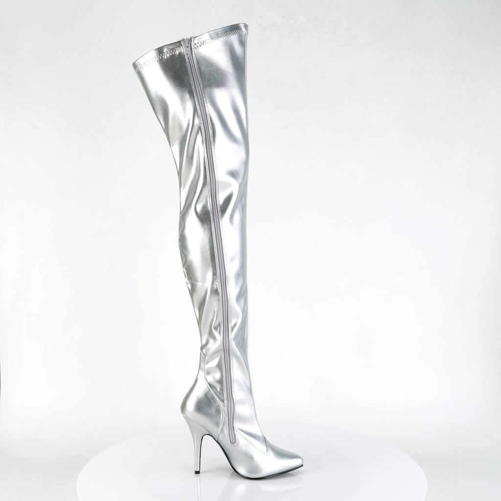 Dominatrix Plain Stretch Zipper Thigh High Stiletto Heel Boots Shoes Pleaser Pleaser SEDUCE/3000
