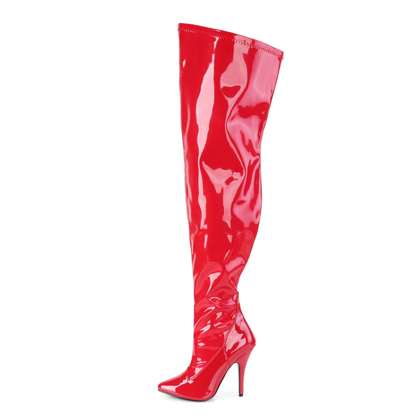 5" Heel Stretch Wide Calf Thigh Boot, Side Zip Pleaser Pleaser Pink Label SEDUCE/3000WC
